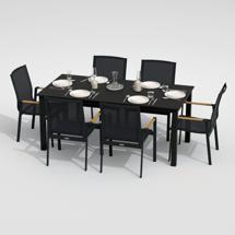 Обеденная группа IDEAL PATIO Обеденная группа DOLLA SOLA каркас карбон / стол алюминий 180 / текстилен серый арт. DLL.2016918