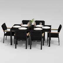 Обеденная группа IDEAL PATIO Обеденная группа CANA  BONTA  каркас карбон / стол стекло 180 / ткань черная арт. CAN.2011618