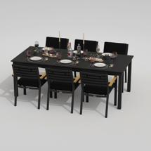 Обеденная группа IDEAL PATIO Обеденная группа DOLLA BONTA каркас карбон / стол алюминий 220 / ткань черная арт. DLL.2011622
