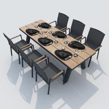 Обеденная группа IDEAL PATIO Обеденная группа MIRRA SOLA каркас карбон / стол поливуд 220 / текстилен серый арт. MRR.2016922