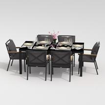 Обеденная группа IDEAL PATIO Обеденная группа  CANA FESTA plus каркас карбон / стол стекло 180 / ткань антрацит арт. CAN.2015518