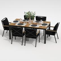 Обеденная группа IDEAL PATIO Обеденная группа  TELLA FESTA plus каркас карбон / стол тик 180 / ткань черная арт. TLL.2015618