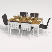 Обеденная группа IDEAL PATIO Обеденная группа TELLA  GIRA  каркас белый / стол тик 180 / ткань антрацит арт. TLL.2023518