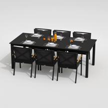 Обеденная группа IDEAL PATIO Обеденная группа  ДОЛЛА ФЕСТА плюс каркас карбон / стол алюминий 220 / ткань антрацит арт. DLL.2015522
