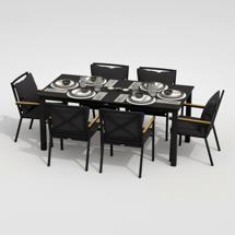 Обеденная группа IDEAL PATIO Обеденная группа  ДОЛЛА ФЕСТА плюс каркас карбон / стол алюминий 180 / ткань антрацит арт. DLL.2015518