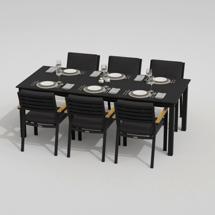 Обеденная группа IDEAL PATIO Обеденная группа ДОЛЛА БОНТА каркас карбон / стол алюминий 220 / ткань антрацит арт. DLL.2011522