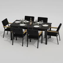 Обеденная группа IDEAL PATIO Обеденная группа ДОЛЛА БОНТА каркас карбон / стол алюминий 180 / ткань черная арт. DLL.2011618