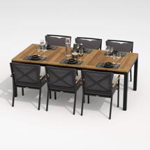 Обеденная группа IDEAL PATIO Обеденная группа  ТЕЛЛА ФЕСТА плюс каркас карбон / стол тик 220 / ткань антрацит арт. TLL.2015522
