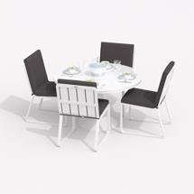 Обеденная группа IDEAL PATIO Обеденная группа ДИВА ГИРА  каркас белый / стол стекло диа 110 / ткань антрацит арт. DVA.2023511