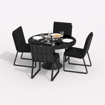 Обеденная группа IDEAL PATIO Обеденная группа ДИВА ГИРА  каркас карбон / стол стекло диа 110 / ткань черная арт. DVA.2013611