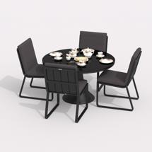 Обеденная группа IDEAL PATIO Обеденная группа ДИВА ГИРА  каркас карбон / стол стекло диа 110 / ткань антрацит арт. DVA.2013511