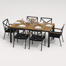 Обеденная группа IDEAL PATIO Обеденная группа ТЕЛЛА  ФЕСТА  каркас карбон / стол тик 180 / ткань черная арт. TLL.2014618