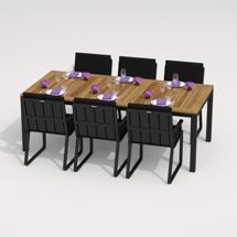 Обеденная группа IDEAL PATIO Обеденная группа ТЕЛЛА  АЛЬБА  каркас карбон / стол тик 200 / ткань черная арт. TLL.2012620