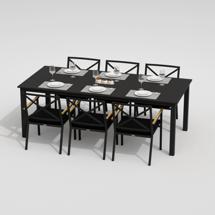 Обеденная группа IDEAL PATIO Обеденная группа ДОЛЛА ФЕСТА каркас карбон / стол алюминий 220 / ткань черная арт. DLL.2014622
