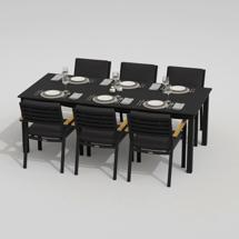 Обеденная группа IDEAL PATIO Обеденная группа ДОЛЛА БОНТА каркас карбон / стол алюминий 220 / ткань антрацит арт. DLL.2011522