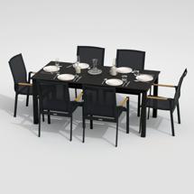 Обеденная группа IDEAL PATIO Обеденная группа ДОЛЛА СОЛА каркас карбон / стол алюминий 180 / текстилен серый арт. DLL.2016918