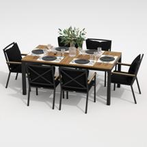 Обеденная группа IDEAL PATIO Обеденная группа  ТЕЛЛА ФЕСТА плюс каркас карбон / стол тик 180 / ткань черная арт. TLL.2015618