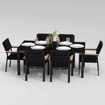 Обеденная группа IDEAL PATIO Обеденная группа КАНА  БОНТА  каркас карбон / стол стекло 180 / ткань черная арт. CAN.2011618