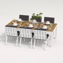 Обеденная группа IDEAL PATIO Обеденная группа ТЕЛЛА  ГИРА  каркас белый / стол тик 220 / ткань антрацит арт. TLL.2023522