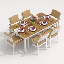 Обеденная группа IDEAL PATIO Обеденная группа ТЕЛЛА  БОНТА каркас белый / стол тик 180 / ткань бежевая арт. TLL.2021218