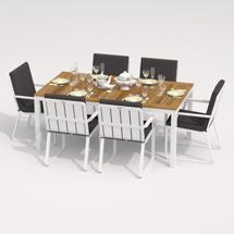 Обеденная группа IDEAL PATIO Обеденная группа ТЕЛЛА  АЛЬБА  каркас белый / стол тик 180 / ткань антрацит арт. TLL.2022518