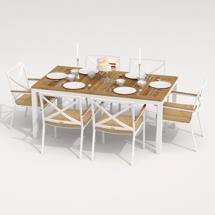 Обеденная группа IDEAL PATIO Обеденная группа ТЕЛЛА  ФЕСТА  каркас белый / стол тик 180 / ткань бежевая арт. TLL.2024218