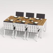 Обеденная группа IDEAL PATIO Обеденная группа ТЕЛЛА АЛЬБА каркас белый / стол тик 200 / ткань антрацит арт. TLL.2022520