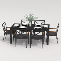 Обеденная группа IDEAL PATIO Обеденная группа КАНА  ФЕСТА  каркас карбон / стол стекло 180 / ткань антрацит арт. CAN.2014518