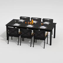 Обеденная группа IDEAL PATIO Обеденная группа  ДОЛЛА ФЕСТА плюс каркас карбон / стол алюминий 220 / ткань антрацит арт. DLL.2015522