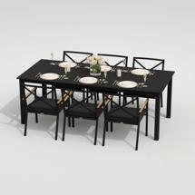 Обеденная группа IDEAL PATIO Обеденная группа ДОЛЛА ФЕСТА каркас карбон / стол алюминий 220 / ткань антрацит арт. DLL.2014522