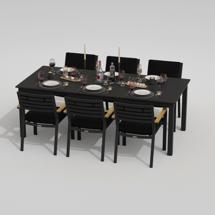 Обеденная группа IDEAL PATIO Обеденная группа ДОЛЛА БОНТА каркас карбон / стол алюминий 220 / ткань черная арт. DLL.2011622