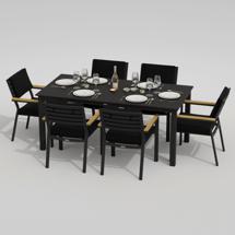 Обеденная группа IDEAL PATIO Обеденная группа ДОЛЛА БОНТА каркас карбон / стол алюминий 180 / ткань черная арт. DLL.2011618