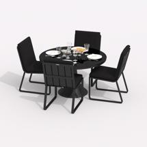 Обеденная группа IDEAL PATIO Обеденная группа ДИВА ГИРА  каркас карбон / стол стекло диа 110 / ткань черная арт. DVA.2013611
