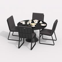 Обеденная группа IDEAL PATIO Обеденная группа ДИВА ГИРА  каркас карбон / стол стекло диа 110 / ткань антрацит арт. DVA.2013511
