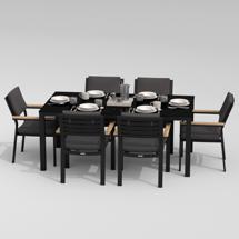 Обеденная группа IDEAL PATIO Обеденная группа КАНА  БОНТА  каркас карбон / стол стекло 180 / ткань антрацит арт. CAN.2011518