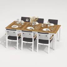 Обеденная группа IDEAL PATIO Обеденная группа ТЕЛЛА БОНТА каркас белый / стол тик 220 / ткань антрацит арт. TLL.2021522