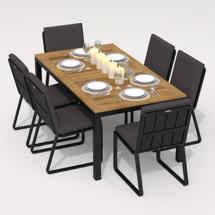 Обеденная группа IDEAL PATIO Обеденная группа ТЕЛЛА ГИРА  каркас карбон / стол тик 180 / ткань антрацит арт. TLL.2013518