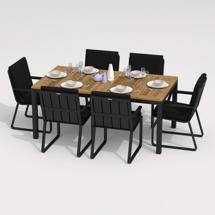 Обеденная группа IDEAL PATIO Обеденная группа ТЕЛЛА  АЛЬБА  каркас карбон / стол тик 180 / ткань черная арт. TLL.2012618