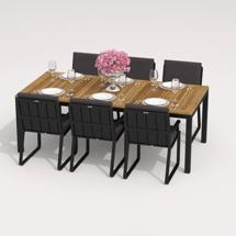 Обеденная группа IDEAL PATIO Обеденная группа ТЕЛЛА  АЛЬБА  каркас карбон / стол тик 220 / ткань антрацит арт. TLL.2012522