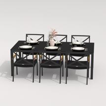 Обеденная группа IDEAL PATIO Обеденная группа КАНА ФЕСТА  каркас карбон / стол стекло 220 / ткань черная арт. CAN.2014622