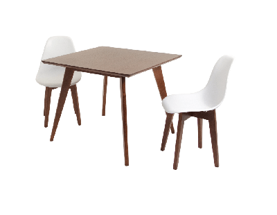 Обеденная группа ZiP-mebel Стол Сканди М 90 орех со стульями Сашш орех белый арт. F404121W00X2R101771WAA