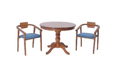 Обеденная группа ZiP-mebel Обеденная группа Брамос К 100 орех со стульями Челси орех синий арт. F001002W00X2Z011847W03