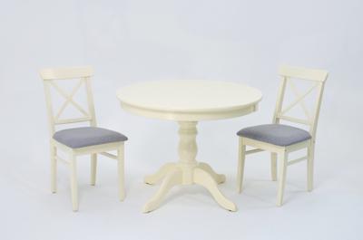 Обеденная группа ZiP-mebel Обеденная группа Брамос К 100 слоновая кость со стульями Ингольф слоновая кость рогожка серый арт. F001001S00X2R101753S01