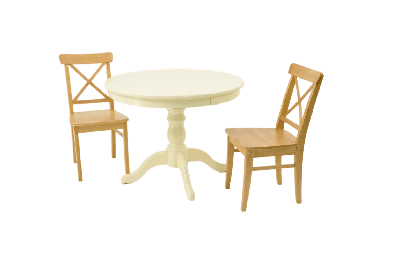 Обеденная группа ZiP-mebel Обеденная группа Брамос К 100 слоновая кость со стульями Ингольф натур арт. F001001S00X2R100743N00