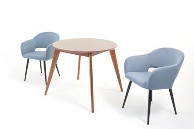 Обеденная группа ZiP-mebel Стол Сканди К 100 орех с креслами Пичч велюр синий арт. F004105W00X2Z212902B03