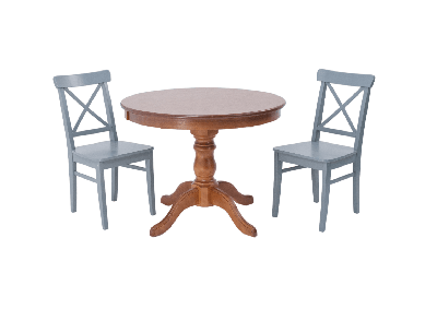 Обеденная группа ZiP-mebel Обеденная группа Брамос К 100 орех со стульями Ингольф серый арт. F001002W00X2R100740G00