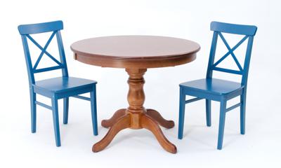 Обеденная группа ZiP-mebel Обеденная группа Брамос К 100 орех со стульями Ингольф синий арт. F001002W00X2R100749B00