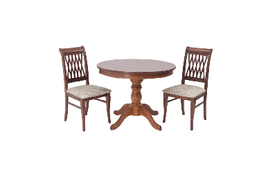 Обеденная группа ZiP-mebel Обеденная группа Брамос К 100 орех со стульями Рич орех ромб бежевый арт. F001002W00X2R001402W12