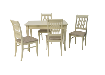 Обеденная группа ZiP-mebel Обеденная группа Моцарт 120 со стульями Рич/ ромб бежевый, слоновая кость арт. F514041S00X4R001400S12