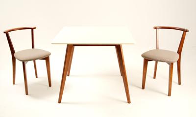 Обеденная группа ZiP-mebel Стол Arki К 90 орех/слоновая кость со стульями Франк ПМ орех/гусиная лапка арт. F004092WUSX2R101712W12